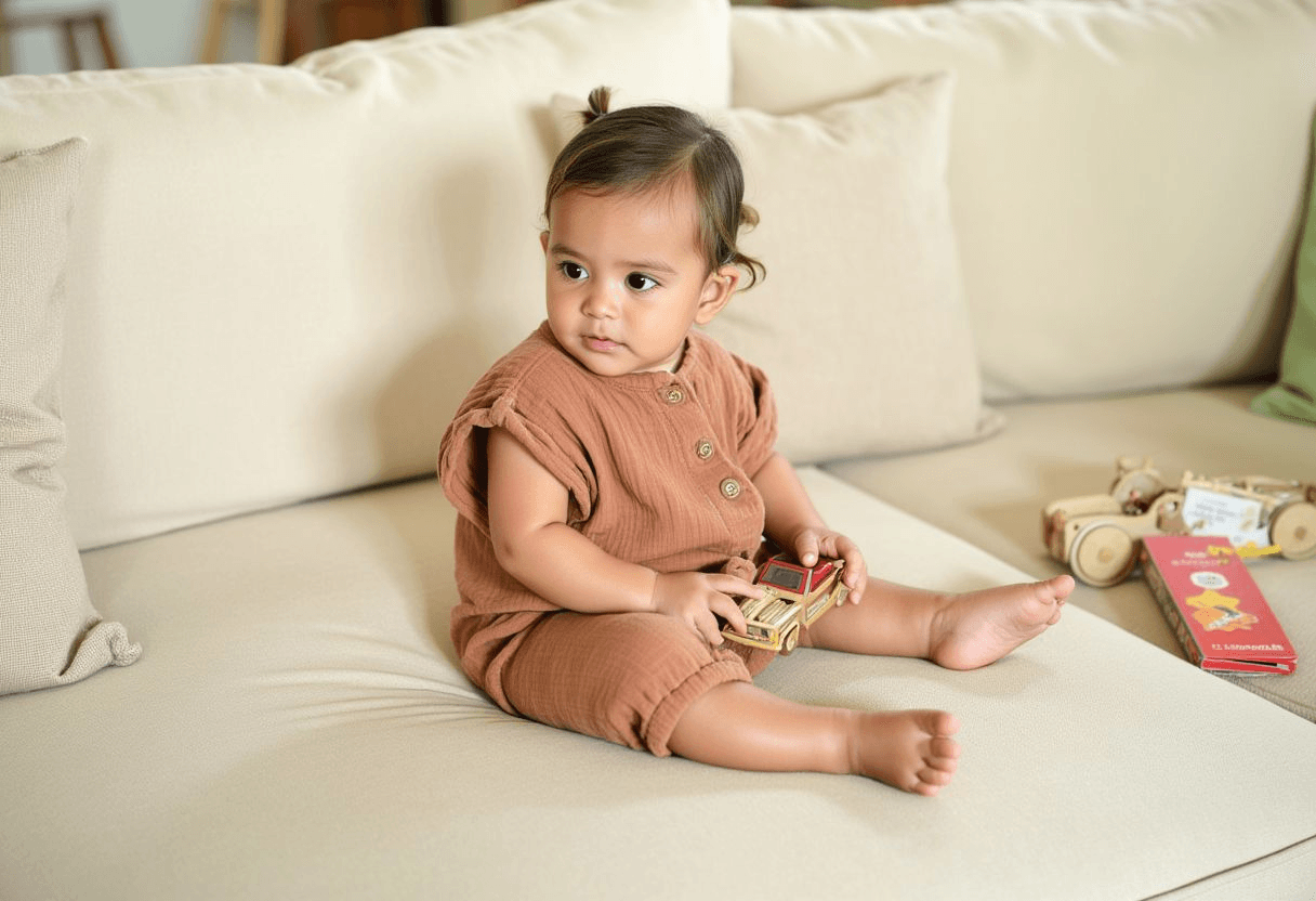 Double-layer, pre-washed muslin romper with flat seams