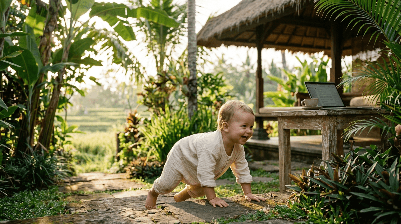 "How We Actually Split Toddler Duty and Work Calls in Bali"